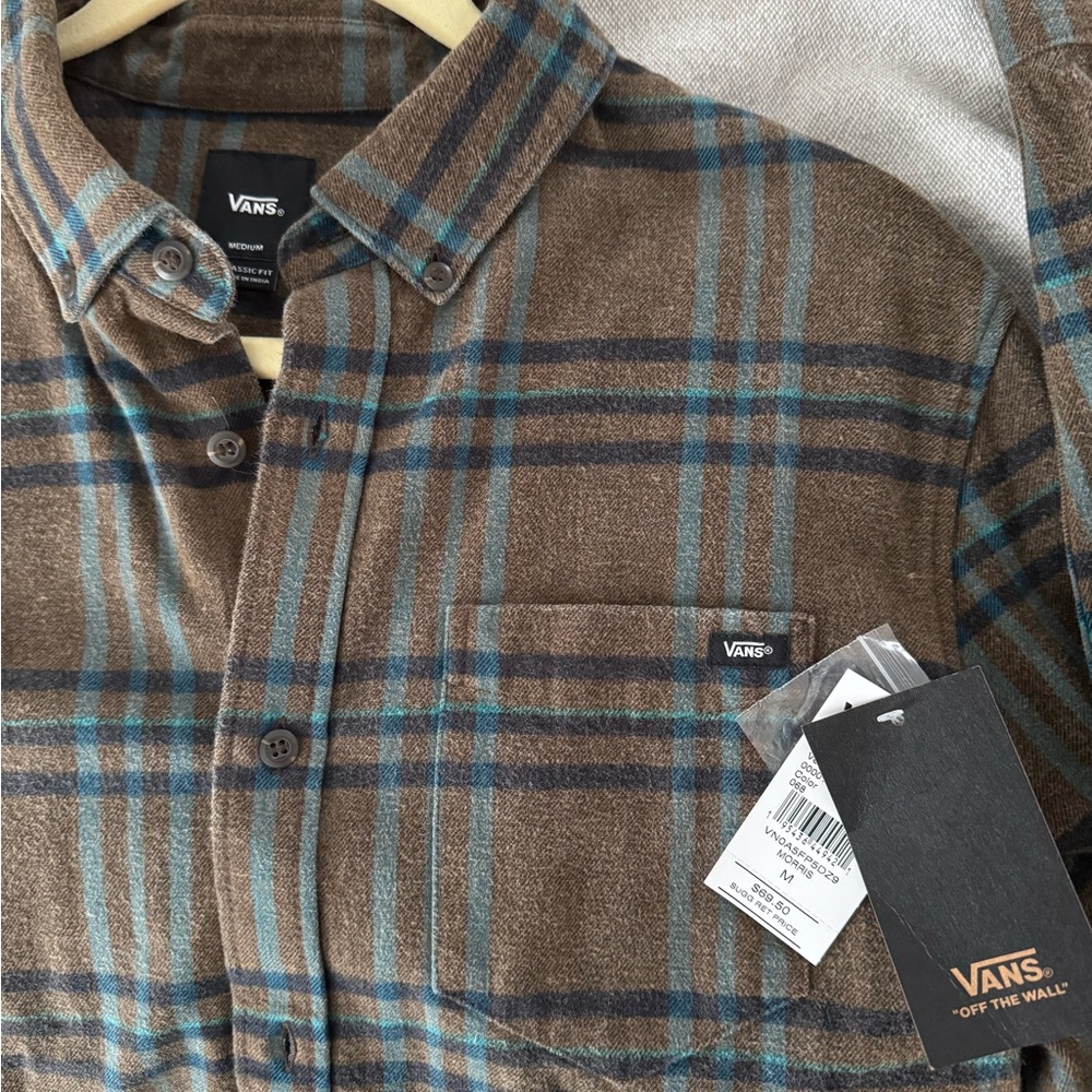 NEW W/ tags Vans Men's Brown Plaid Shirt